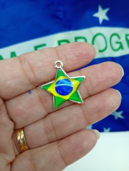 Tema Brasil / Pingente de Metal - Estrela 23mm (1 Unidade)